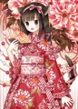 紅白牡丹の着物ドレスで年賀状/和花